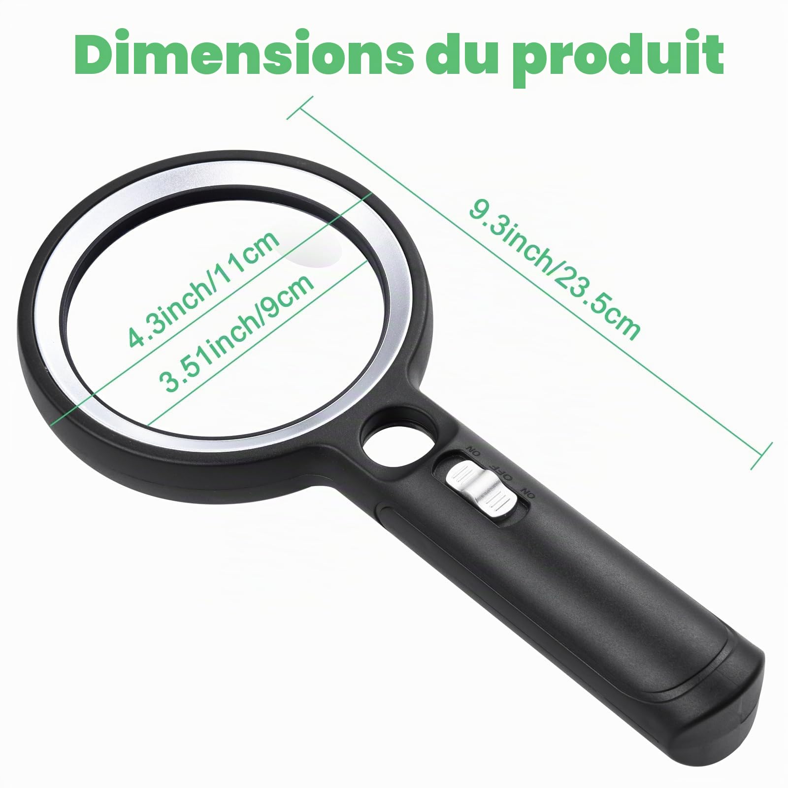 Loupe de Lecture 30X 45X 60X avec 30 Lumières LED, 2 Modes d'Éclairage pour Seniors, Malvoyant