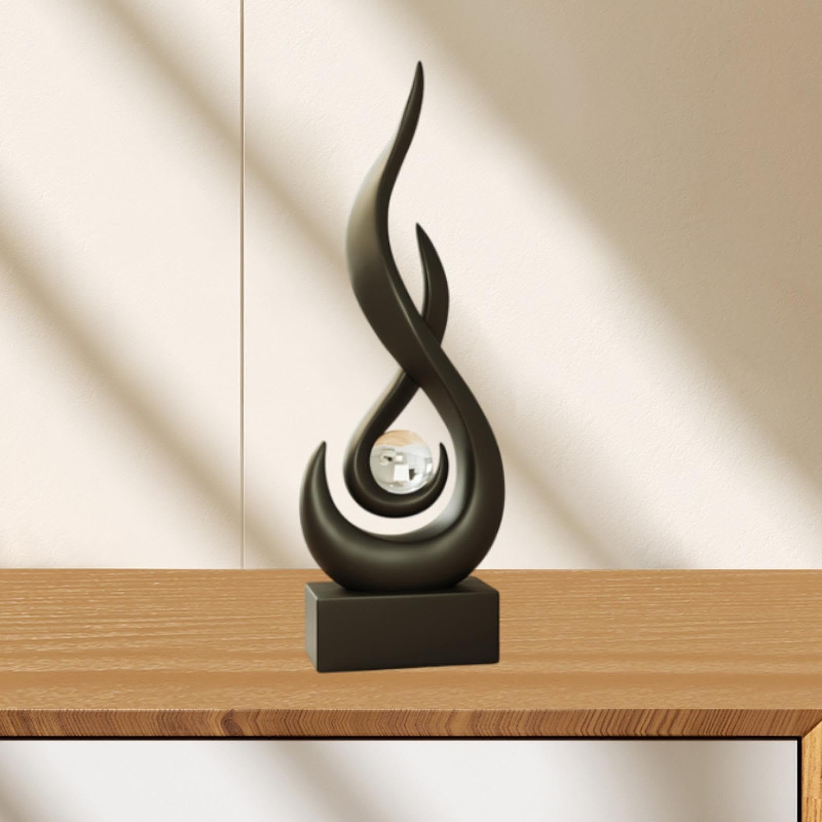 Escultura de Fuego, Estatua Moderna de Resina con Forma de Llama, Detalles Refinados Y Apariencia Artística, Ideal para Oficina, Sala de EST, Negro, Individual