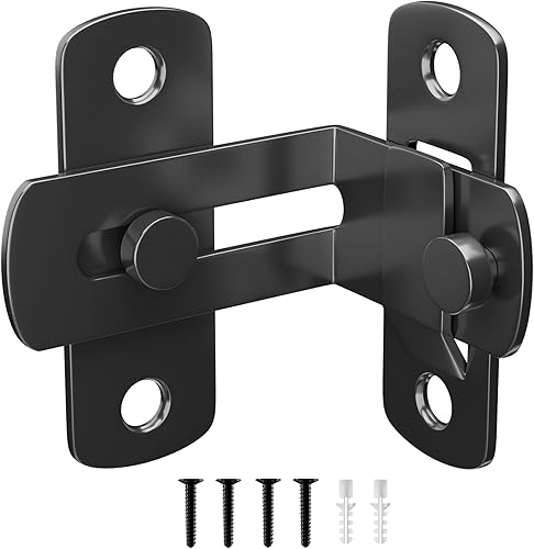 Paquete de 2 cerraduras de puerta de granero con tapa de 90 grados, protege la privacidad, pestillo de puerta de seguridad, pestillo de bloqueo de