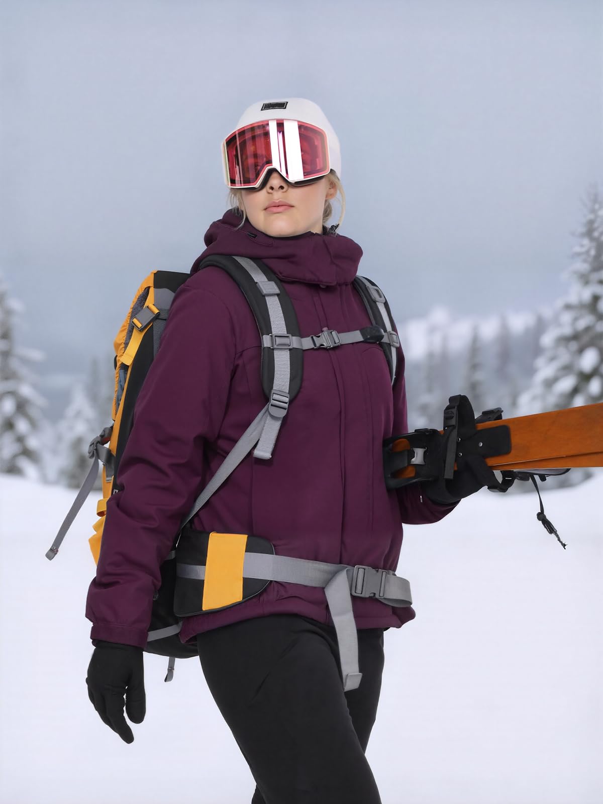OutPro Giacca da sci invernale da donna, in pile caldo, impermeabile, da snowboard