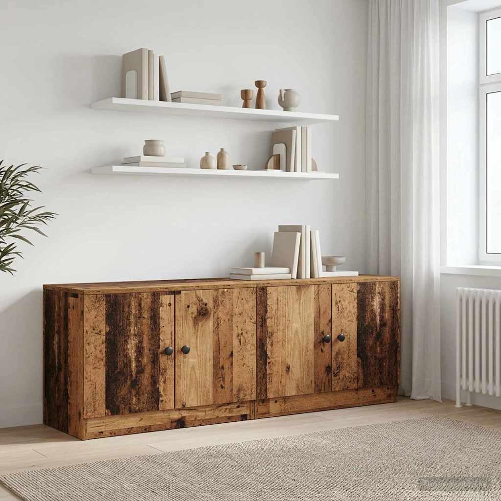 Hothingwell Szafka do przechowywania Antyczne drewno na poddaszu 2 sztuki | Drzwi z ergonomicznymi uchwytami, gładka powierzchnia łatwa do czyszczenia, Elastyczne użytkowanie samodzielnie lub z łóżkiem