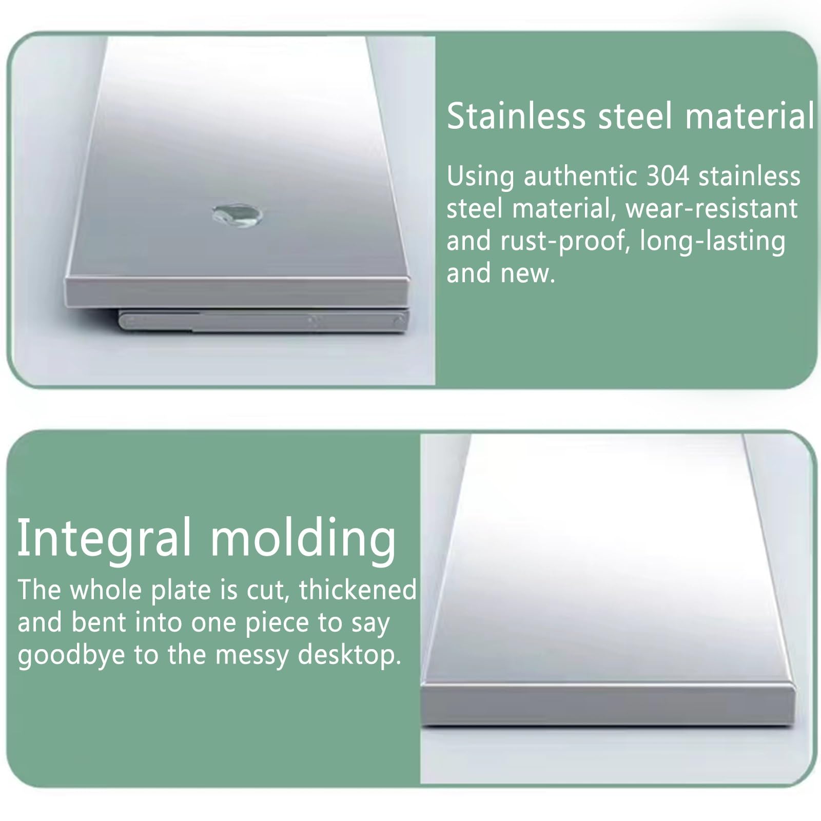 Mesa plegable de acero inoxidable, plegable, exterior - 90×40 cm, superficie de acero inoxidable cepillado 304