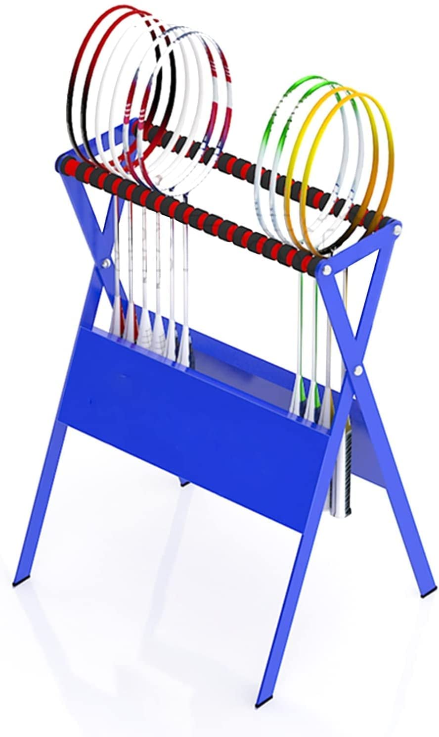 FAXIOAWA Espositore per Racchette da Tennis per 18 o 36 Racchette in Sala Giochi, Bar, Ufficio, Garage, Palestra di casa - Nero Blu Rosso Bianco Portaracchette da Badminton (Blu 100x51x64cm)