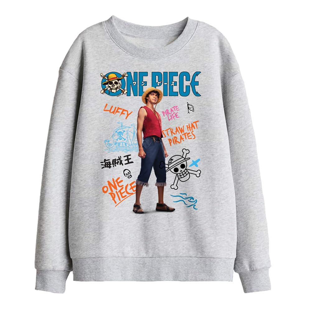 One Piece Bluza dziecięca Luffy Pirate Life, Athletic Heather, 9-11