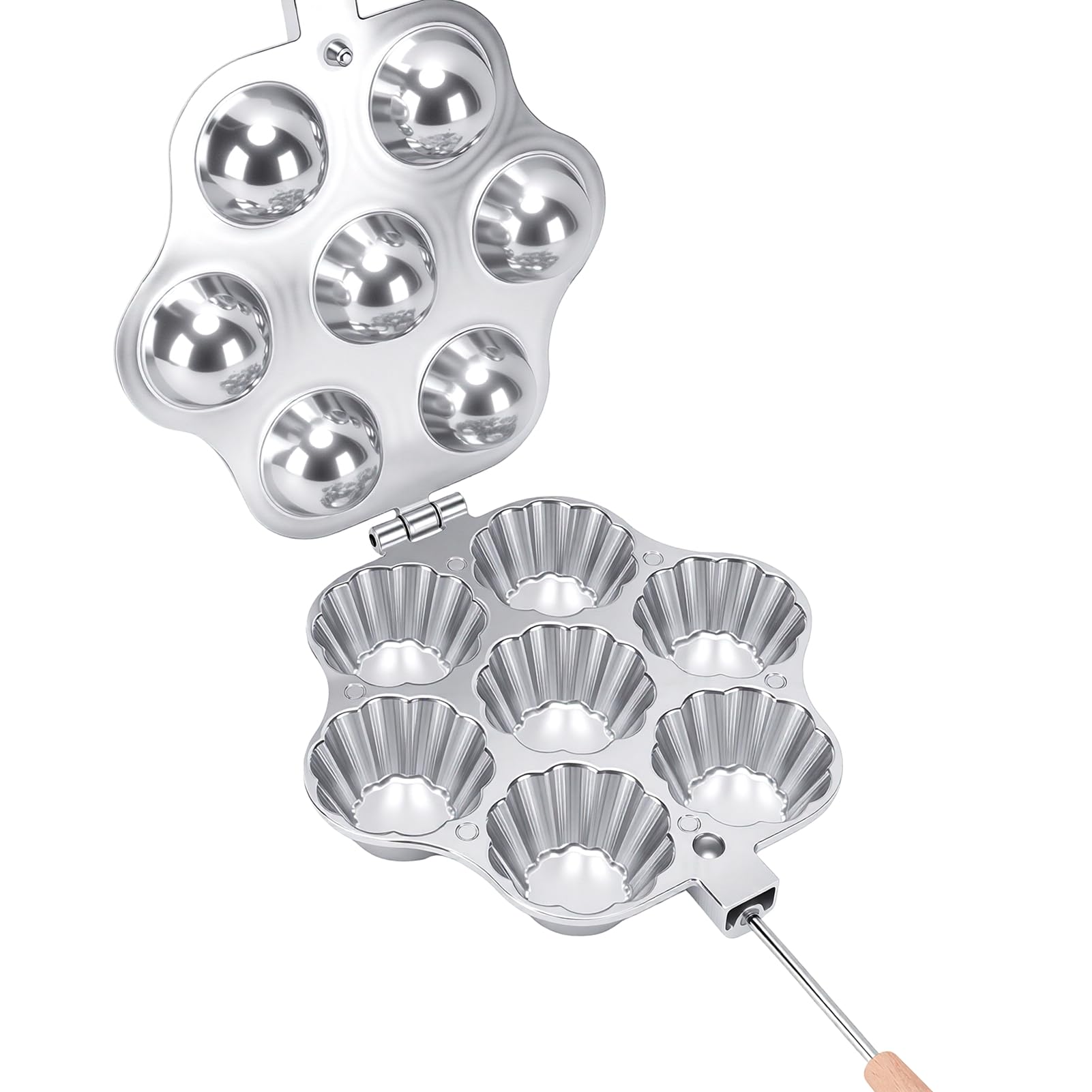 Jiawu Moule à Biscuits à Tartes Ouvertes, Alliage d'aluminium Antiadhésif, Répartition Uniforme de la Chaleur, Facile à Nettoyer, Moule à Biscuits à Tartes Ouvertes, 21x43,5 Cm, avec Poignées en Bois