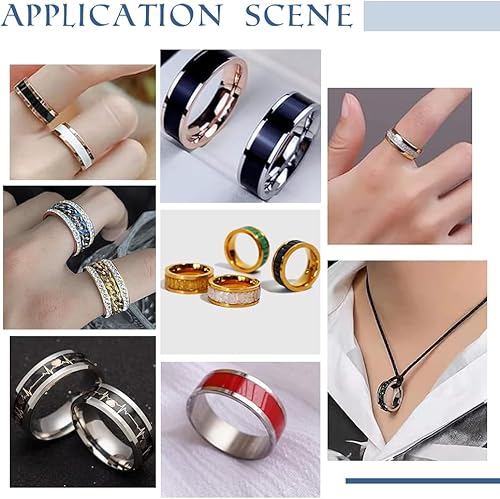 Miniatura 6 de UNICRAFTALE 18 piezas de anillo en blanco de 3 tamaños de acero inoxidable ranurado anillo redondo vacío anillo para incrustaciones anillo de