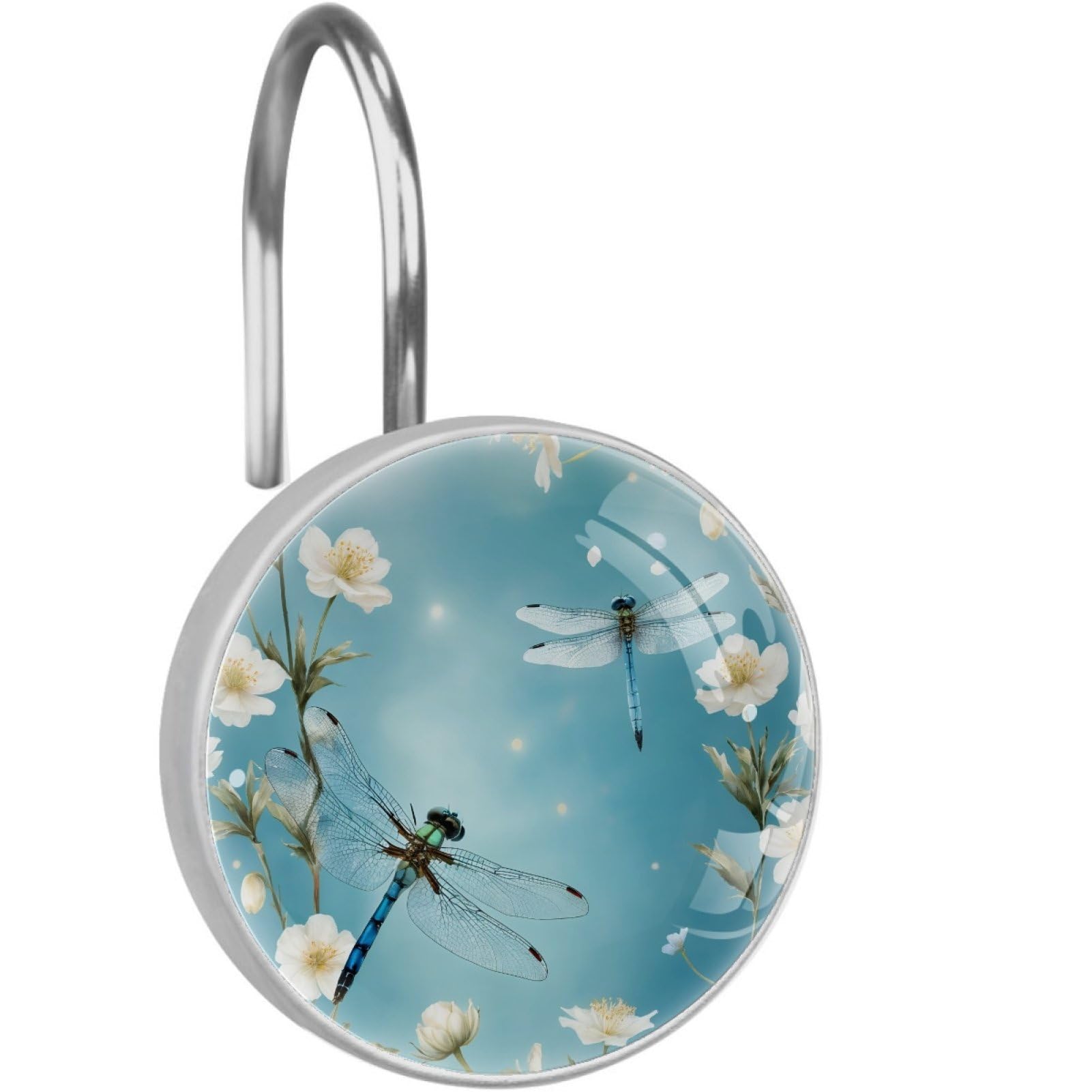 VAPOKF Decorative Shower Curtain Hook, Dragonfly Rustproof Stainless Steel Shower Curtain Hook for Bathroom, Shower Curtain Hangers for Shower Rod