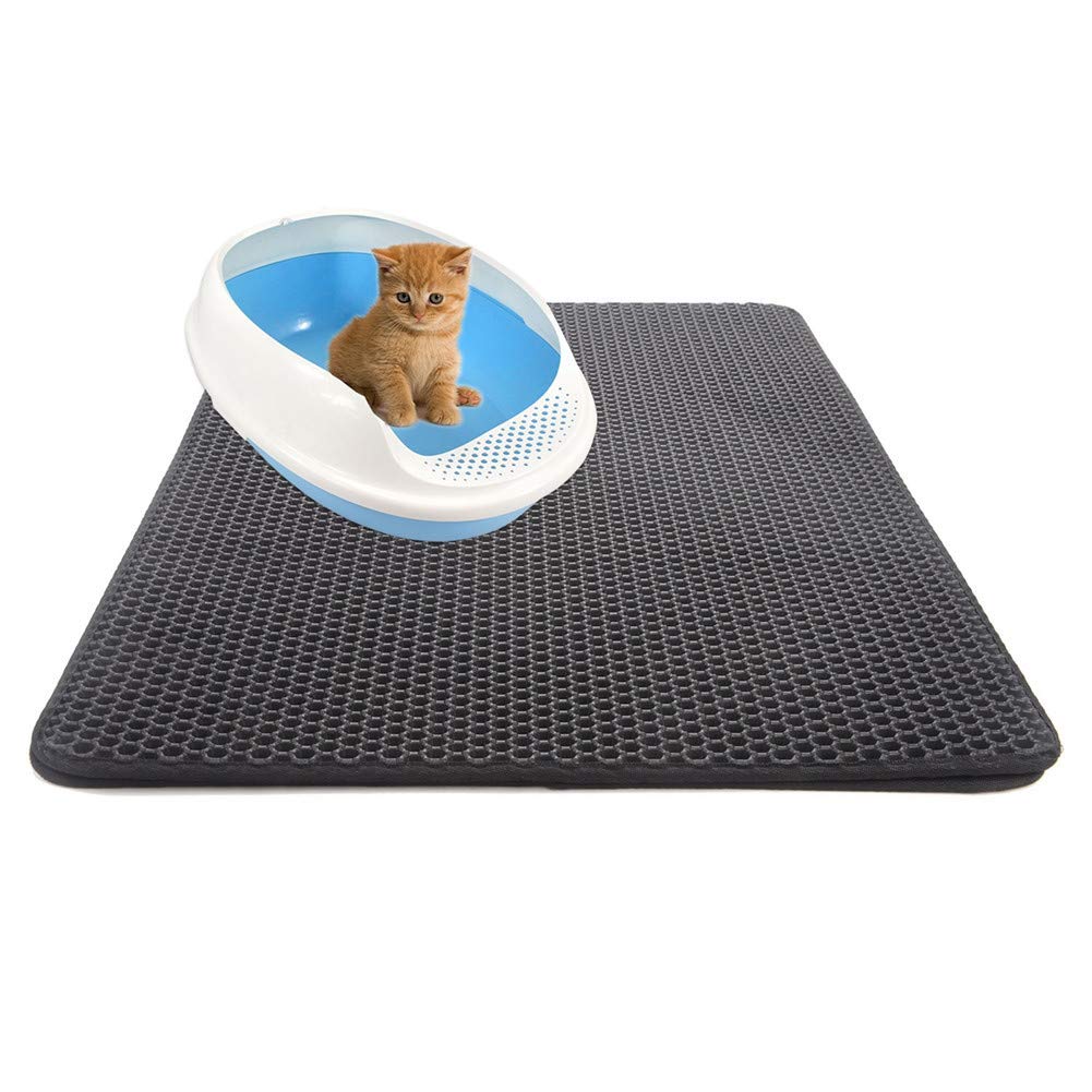 Katzenklo Matte, Katzenstreu Matte 40x 50cm Katzenklo Unterleger Waben Design Katzenklo Vorleger Wasserdichte Doppelte Schichte Entwurf Bienenwabe Matte