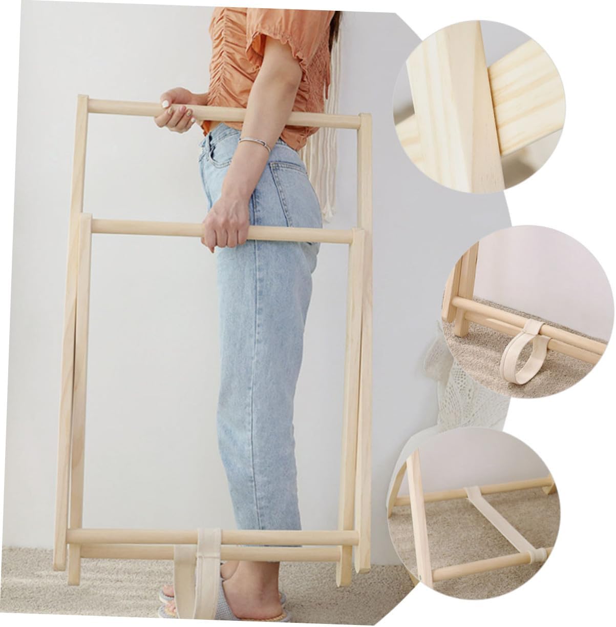 FRCOLOR Wooden Garment Rack Clothes Hanger Stand Practical Storage Holder Freestanding Coat Rack for Bedroom Entryway Clothing Organizer