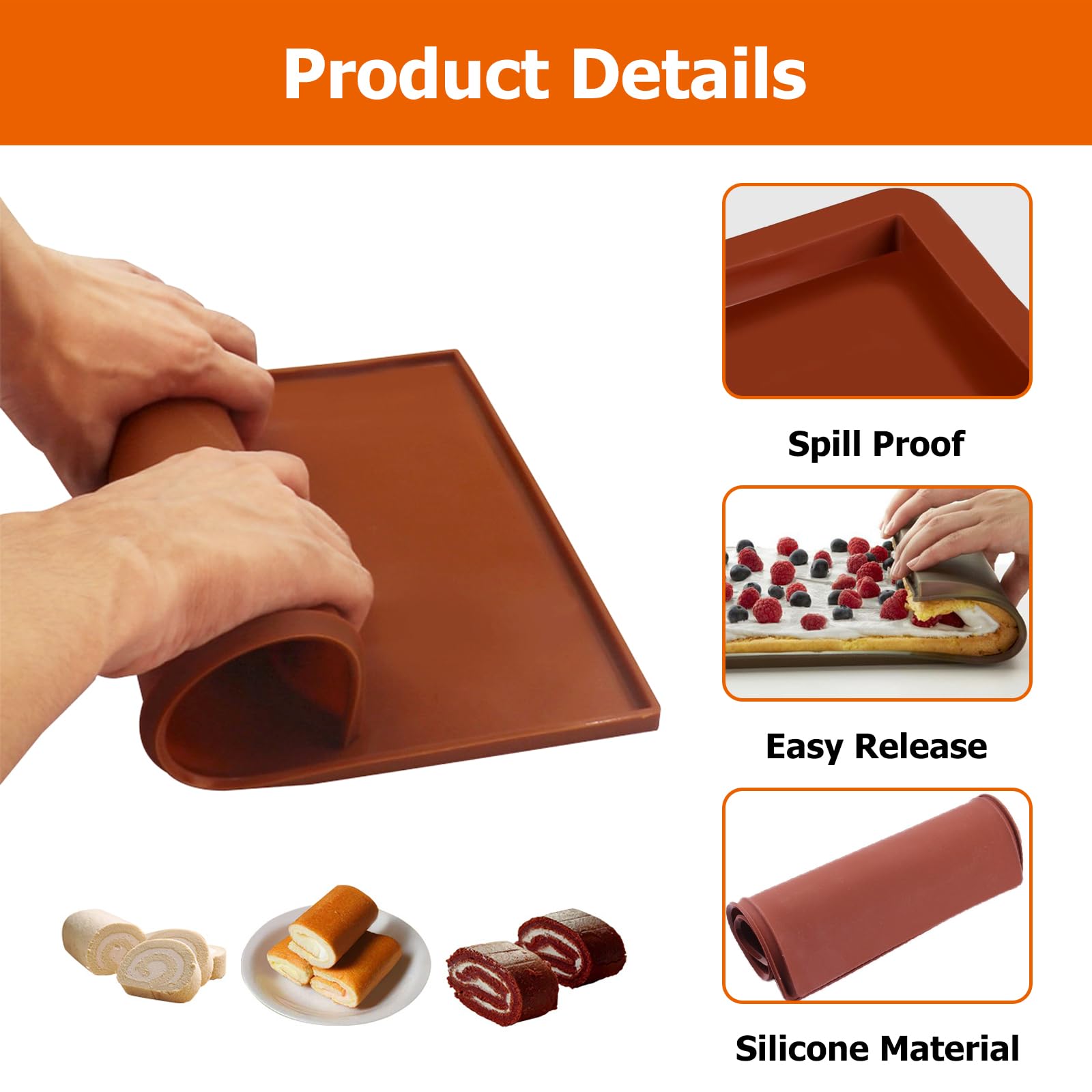 4 Pièces Tapis à Gâteau Roulé Suisse, 30 X 25 Cm Silicone Plaque Génoises, Plateaux De Déshydrateur En Silicone Avec Grattoir, Tapis à Gâteau Roulé Suisse Avec Spatule, Pour Gâteaux, Biscuits