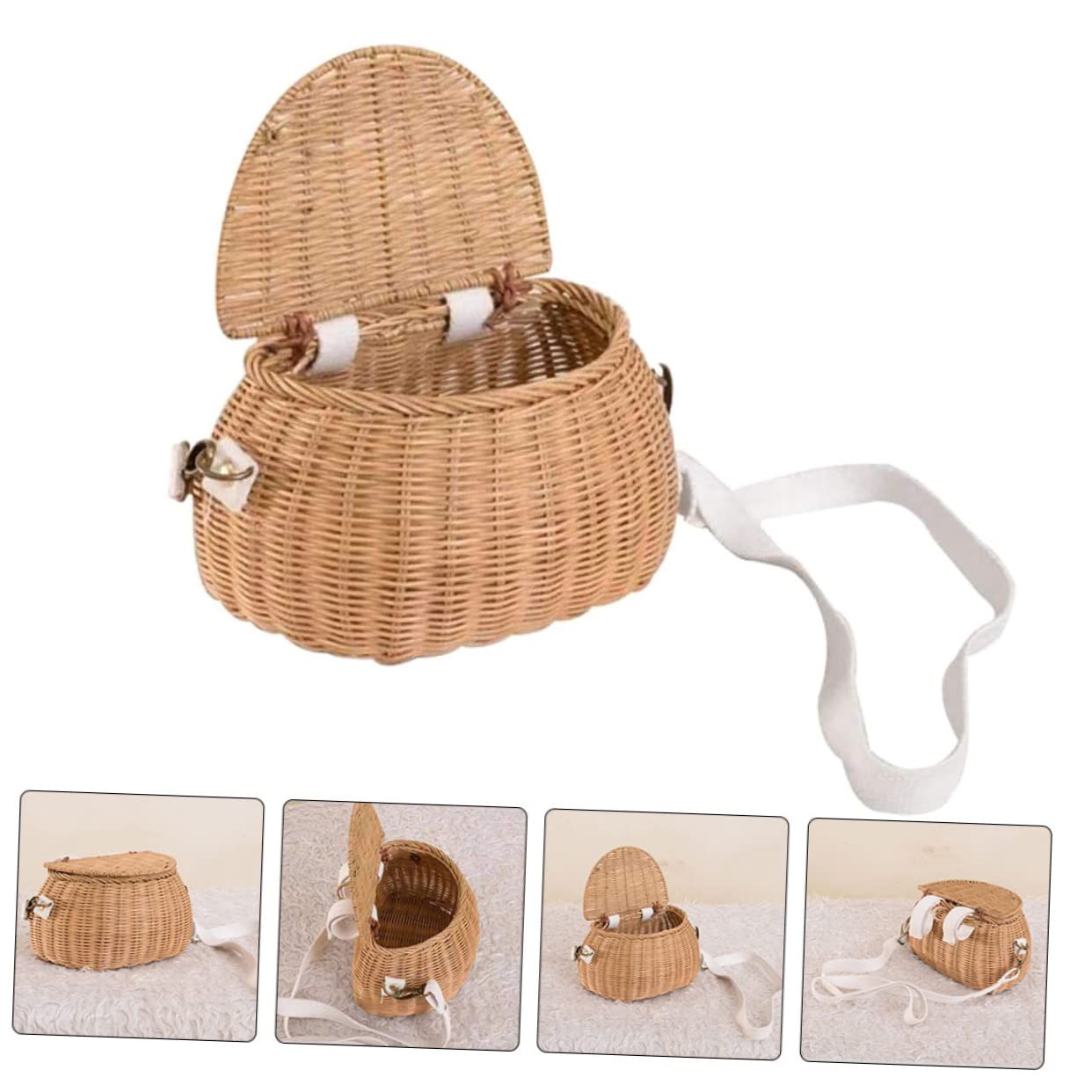 Beavorty 2 Piezas Bolso De Mimbre De Ratán Monederos para Mujer Bolso De Mano De Bolso Bandolera De Ratán Bolsa De para Mujer Bolso De Hombro De Mimbre Playa Balde Rota Viajar