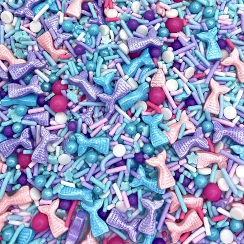 Image of Manvscakes Sprinkles- Edible Cake and Cupcake Sprinkles with Assorted Shapes and Sizes for Parties, Metallic Sprinkle Mix for Cookies, Ice Cream, Cake and Cupcake Decorating, 4 oz (Mermaid)