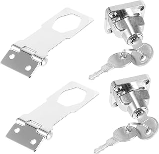 2 Sets No Punching Hasp Lock Drawer Knobs Catch Safety Lock Small Door Locking Hasp Safety Locking Hasp Stainless Steel Hasp Lock Safety Keyed Hasp Lock Cabinet Locks with Keys Key
