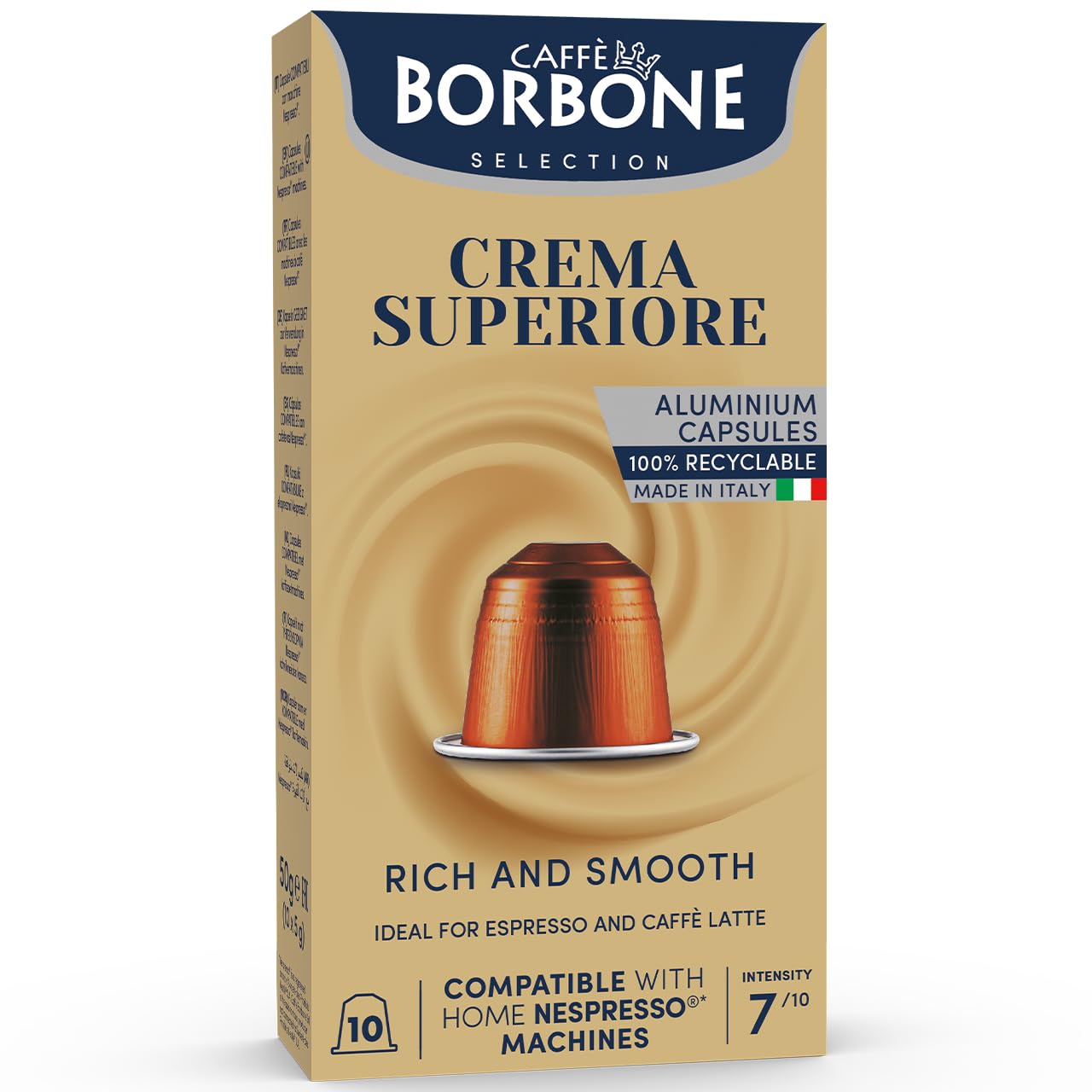 Caffe Borbone Aluminum Espresso Pods Compatible with Nespresso Original Machines, Crema Superiore, Medium-Dark Roast, 100 Count