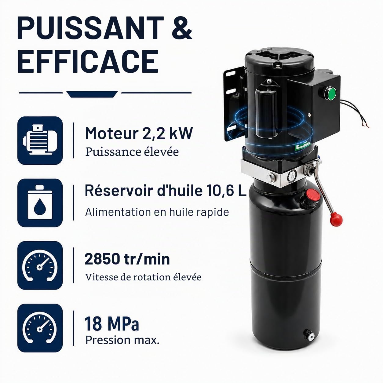 Pompe hydraulique - 10 l - Groupe hydraulique - 2200 W - 220 V - Pompe hydraulique à action simple - Pour ascenseurs, chariots élévateurs, etc