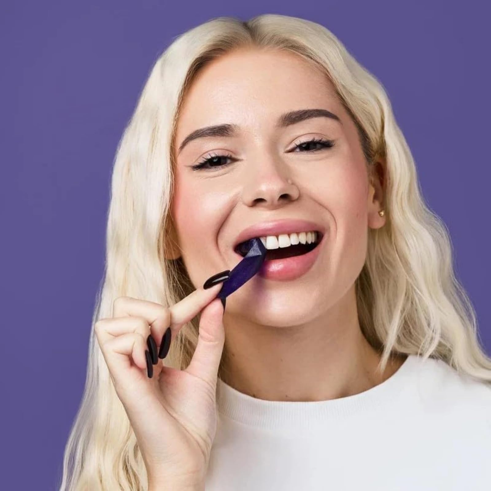GlowDent - Strisce sbiancanti dei denti, 42 pezzi, viola e antiscivolo, per rimuovere rapidamente tutti i tipi di scolorimento dei denti (2 pezzi, 42 pezzi)