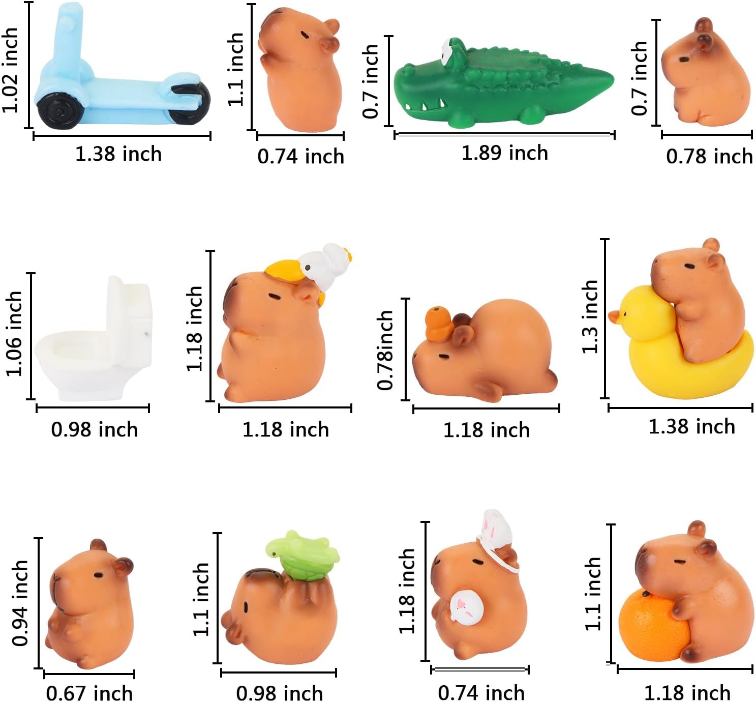 12 Pieces Mini Capybara Figurines Tiny Resin Animals for Dollhouse Capybara Birthday Decorations Fairy Garden Home Decor
