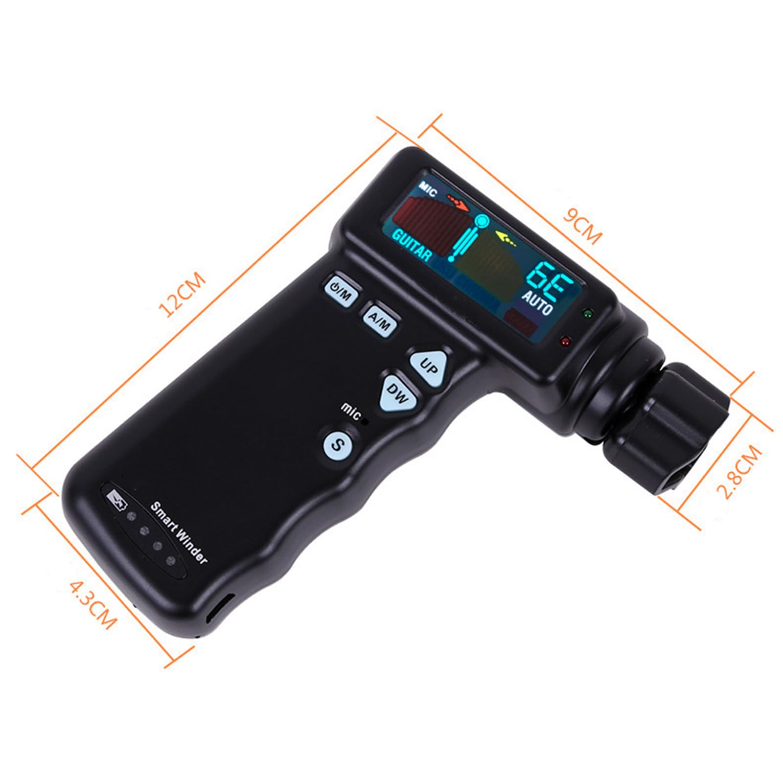 Inteligentny tuner do gitary, automatyczne nawijanie strun, z kolorowym ekranem LCD, do ładowania, do wszystkich instrumentów strunowych - gitar elektrycznych i akustycznych, ukulele