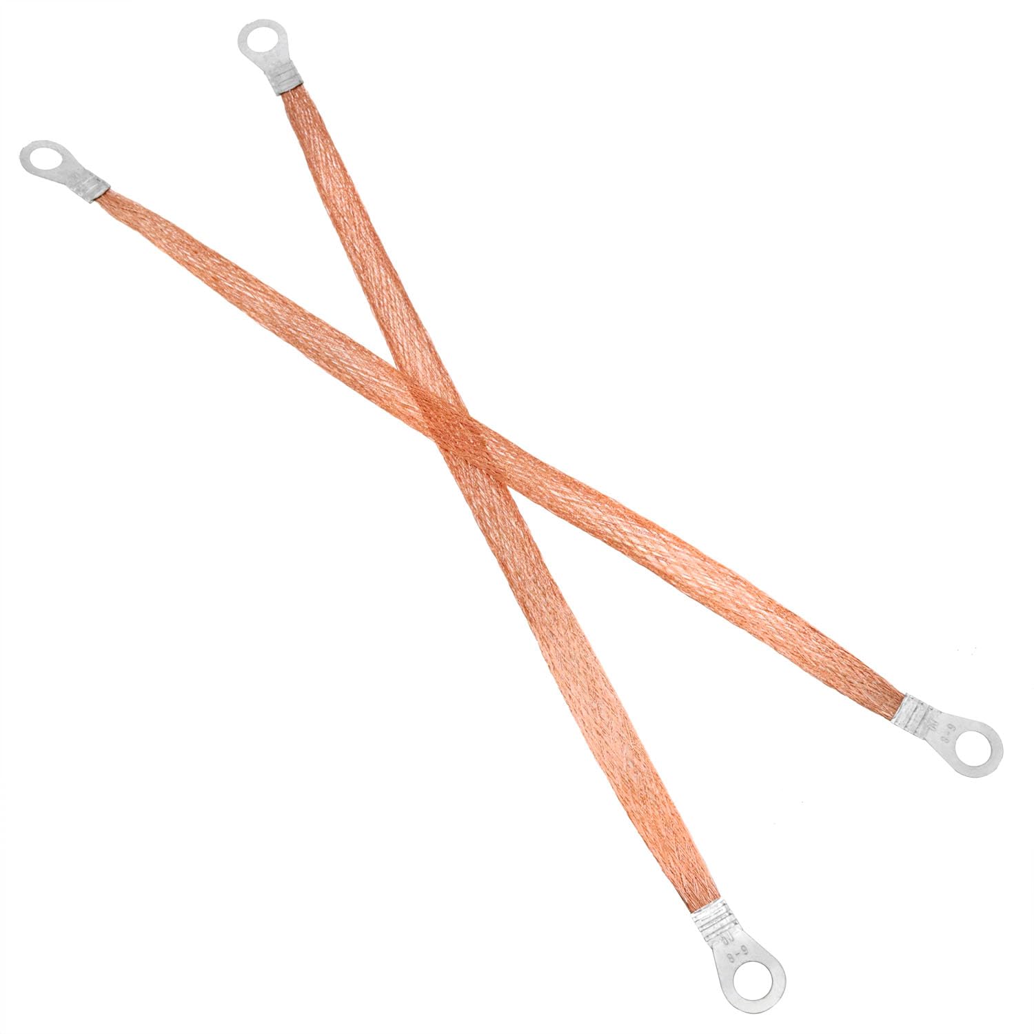 Xhziy Grounding Strap Copper Strap Flat Braided Copper Grounding Cable Straps with Terminal Plugs Auto Grounding Straps for High Voltage Equipment Ground Leads and Shielding 6PCS