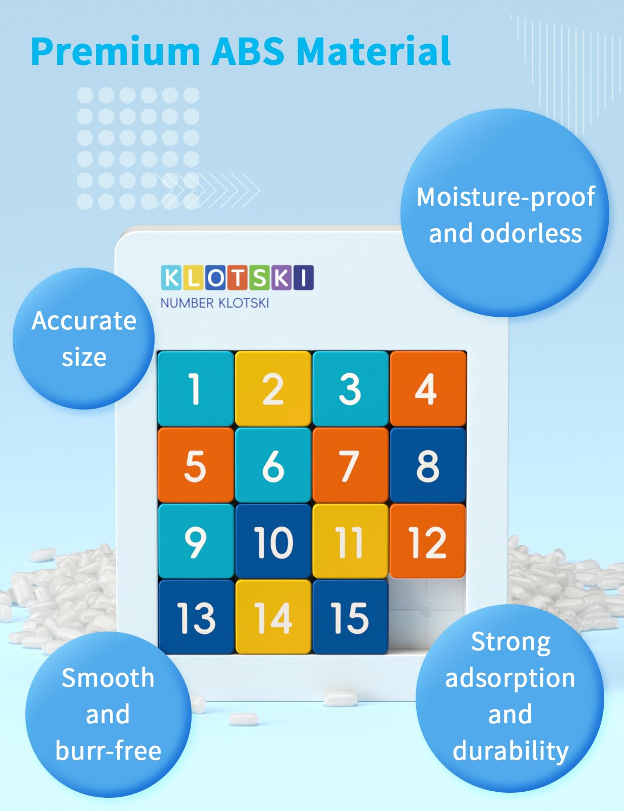 ROXENDA Macaron color 4x4 Klotski Puzzle- Sliding Number Puzzle with Magnetic per Adulti e Bambini