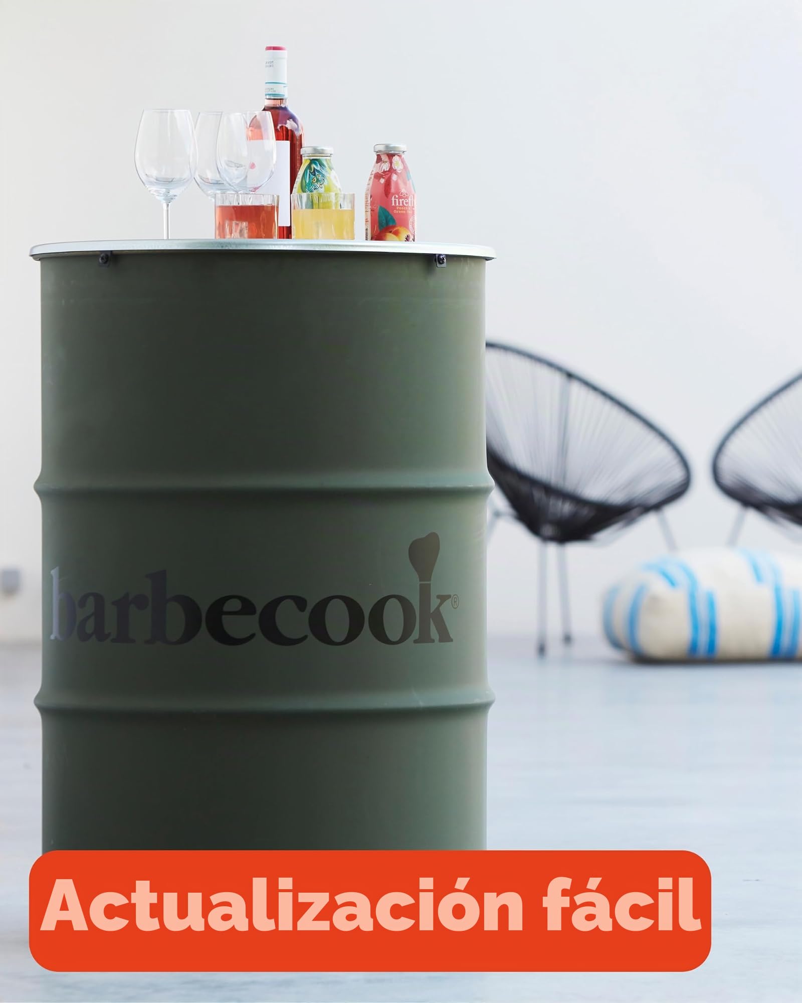 Barbecook Barbacoa de carbón Edson, Barbacoa de Barril, Army Green, 60x60x90cm