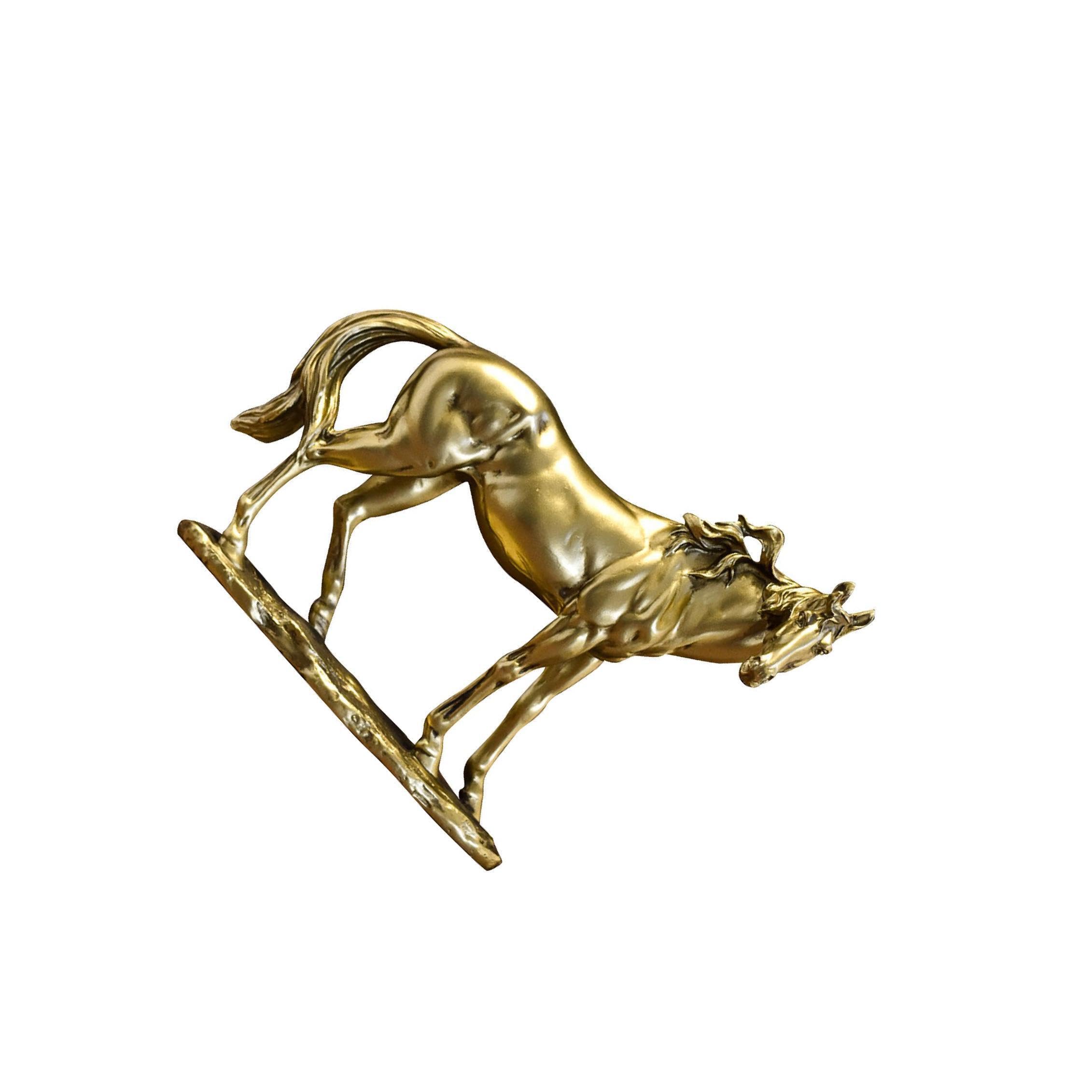 Alcxazs Gold Unique Modern Decor Horse Statue Shelf Desk Ornament Animal Sculpture Resin Craft Home Decor Animal Sculpture Cabinet Fireplace Birthday Gift Horse, 24.5X5.5x20cm