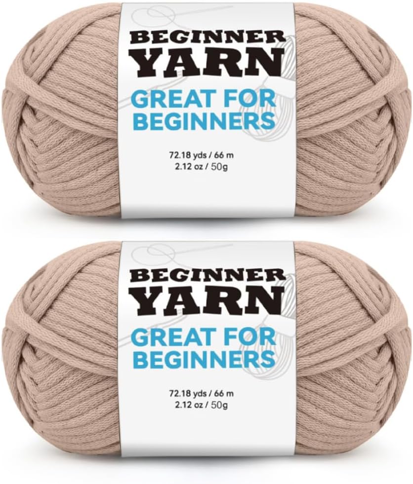 The Wooly Wonders 100gms 2x50gms Balls Easy-to-See Crochet Stitches Cotton Nylon Yarn for Beginners for Crocheting Making and Knitting (Beige)