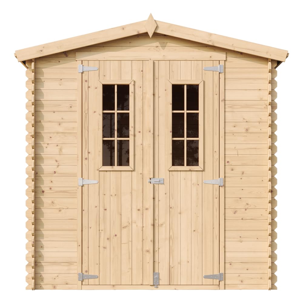 TIMBELA M343C Casetta da Giardino in Legno per Esterni - L216xL206xA218 cm/ 3.53 m2 - Piccola Casetta in Legno, Rimessa Attrezzi, Deposito Bici