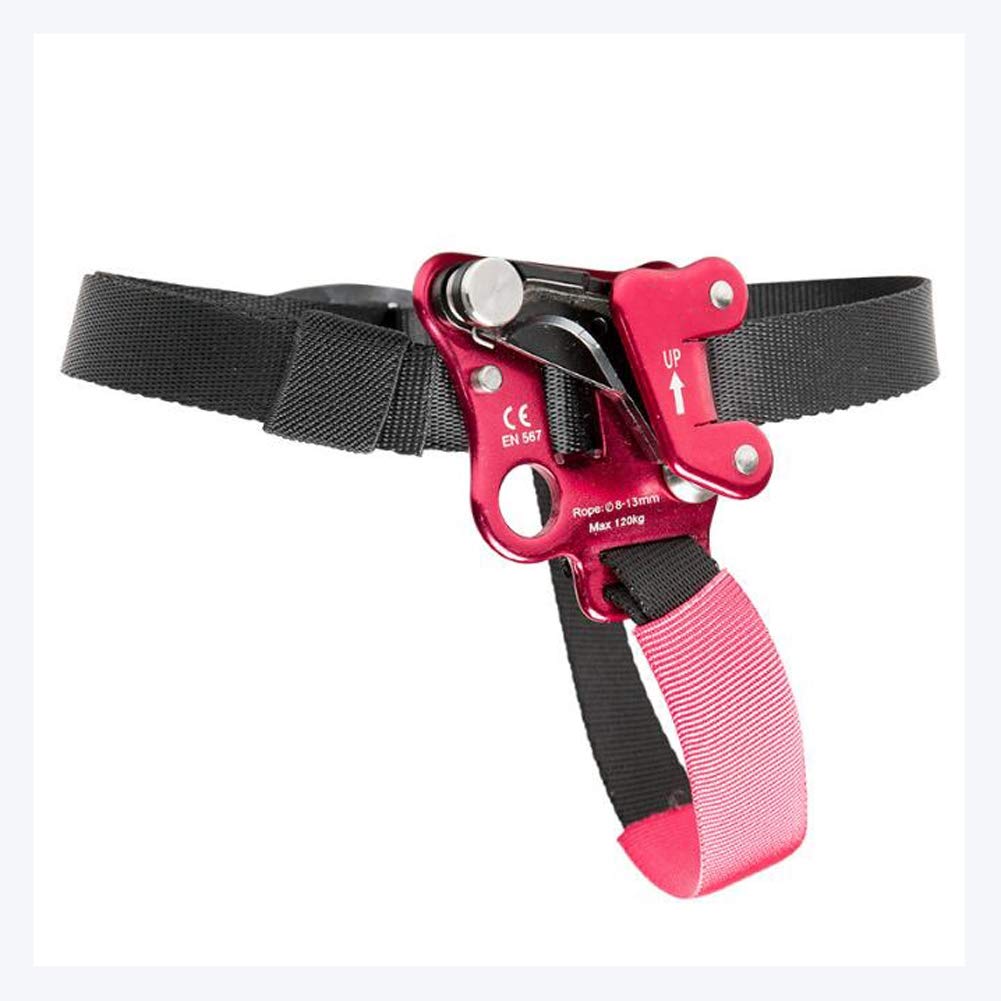 JOKABUN New Upgrade Left/Right Foot Ascender Rock Climbing Riser Rope Grabber Suitable for 8-13mm Rope Spiny Non-Slip Climbing Equipment (Right Foot Ascender (red))