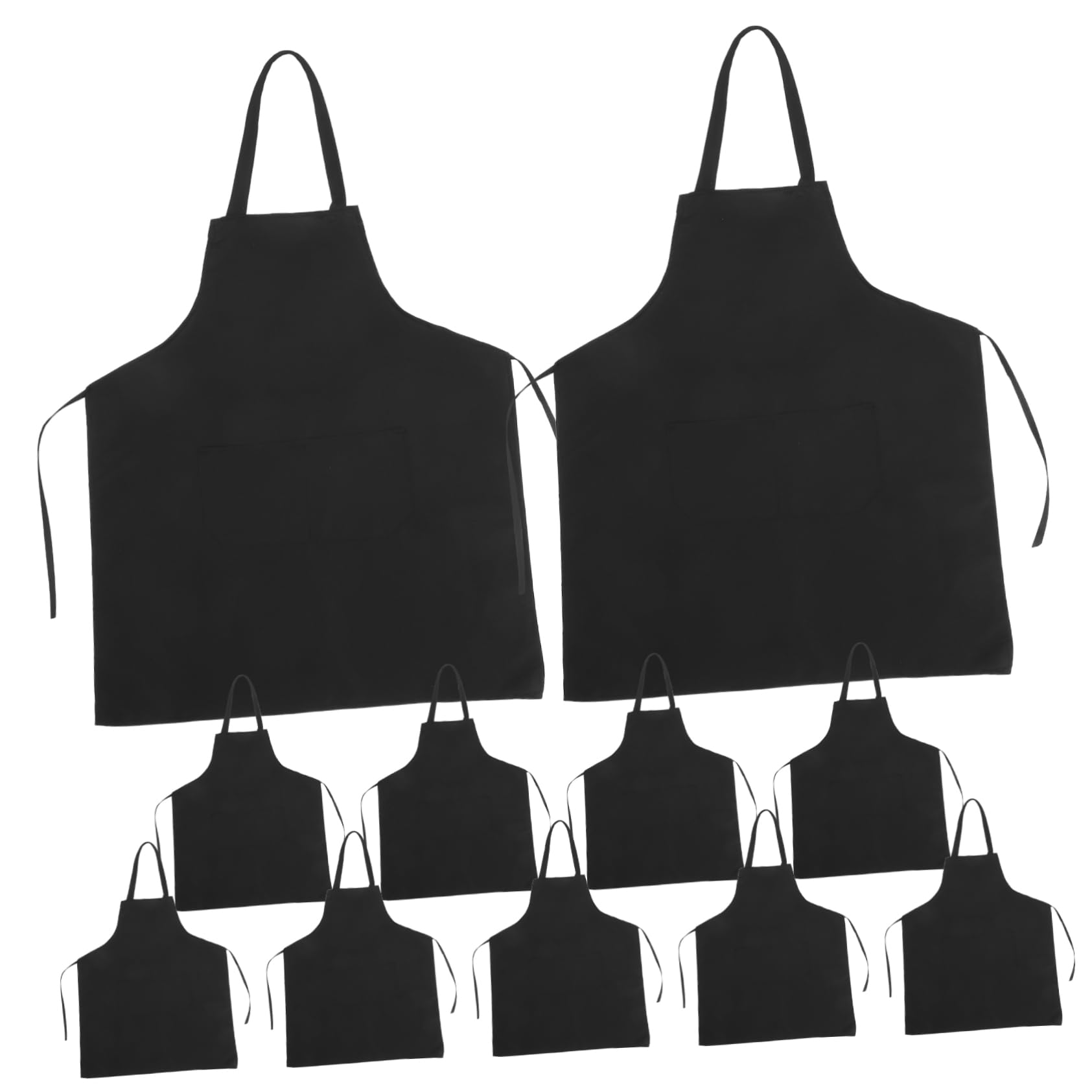 Tabliers Cuisine Noirs Confortable et Multifonctionnel Lot de 10 en Tissu Léger Grosse Poche pour Chef et Serveur en Restauration