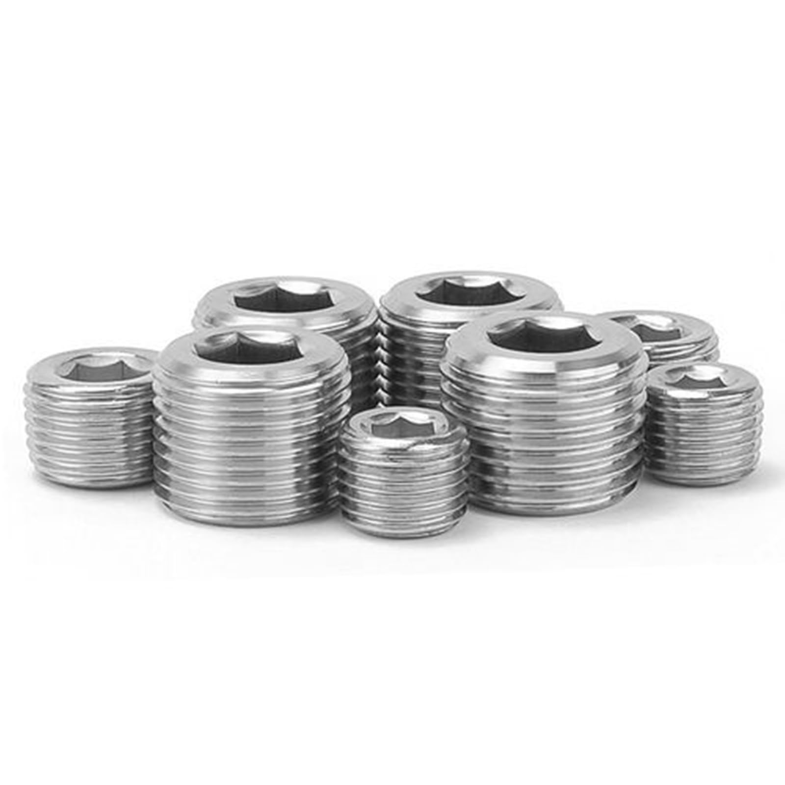 Kit surtido de 20 piezas de conectores de tubería de acero inoxidable, 5 tamaños de rosca hexagonal macho NPT de 1/20.3 cm 1/10.2 cm 3/20.3 cm 1/5.1 cm 3/10.2 cm NPT rosca hexagonal interna
