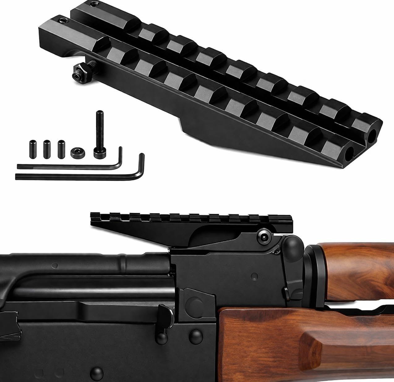 Low Profile Picatinny Scope Mount for A-K Series Rifles A-K Rear Sight A-K Series Rifles A-K Rear Sight Rail