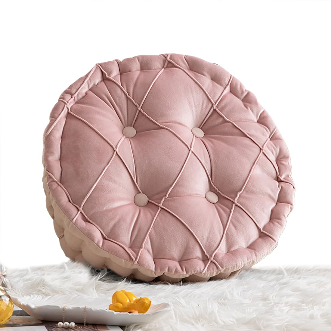 VHJdtE Seat Cushion, Round Solid Color|Stylish Floor Pad Sofa Backrest Pillow|Soft Thicken Seat Pads For Office(Pink)