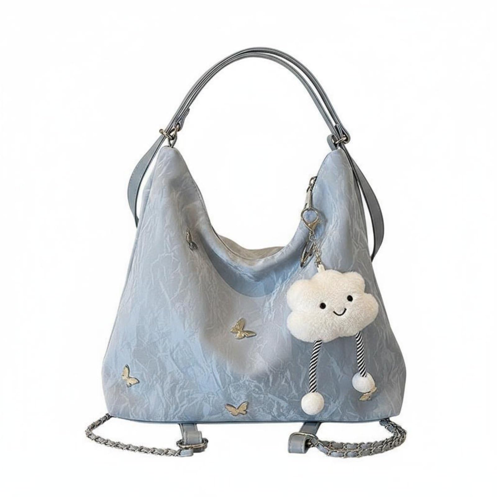 Large Capacity Convertible Backpack Bag Multiway Carry Fashion Backpack Purse Long-Lasting Crossbody Bag Adjustable Straps for Women, Commute, Blue, with Pendant-image-12