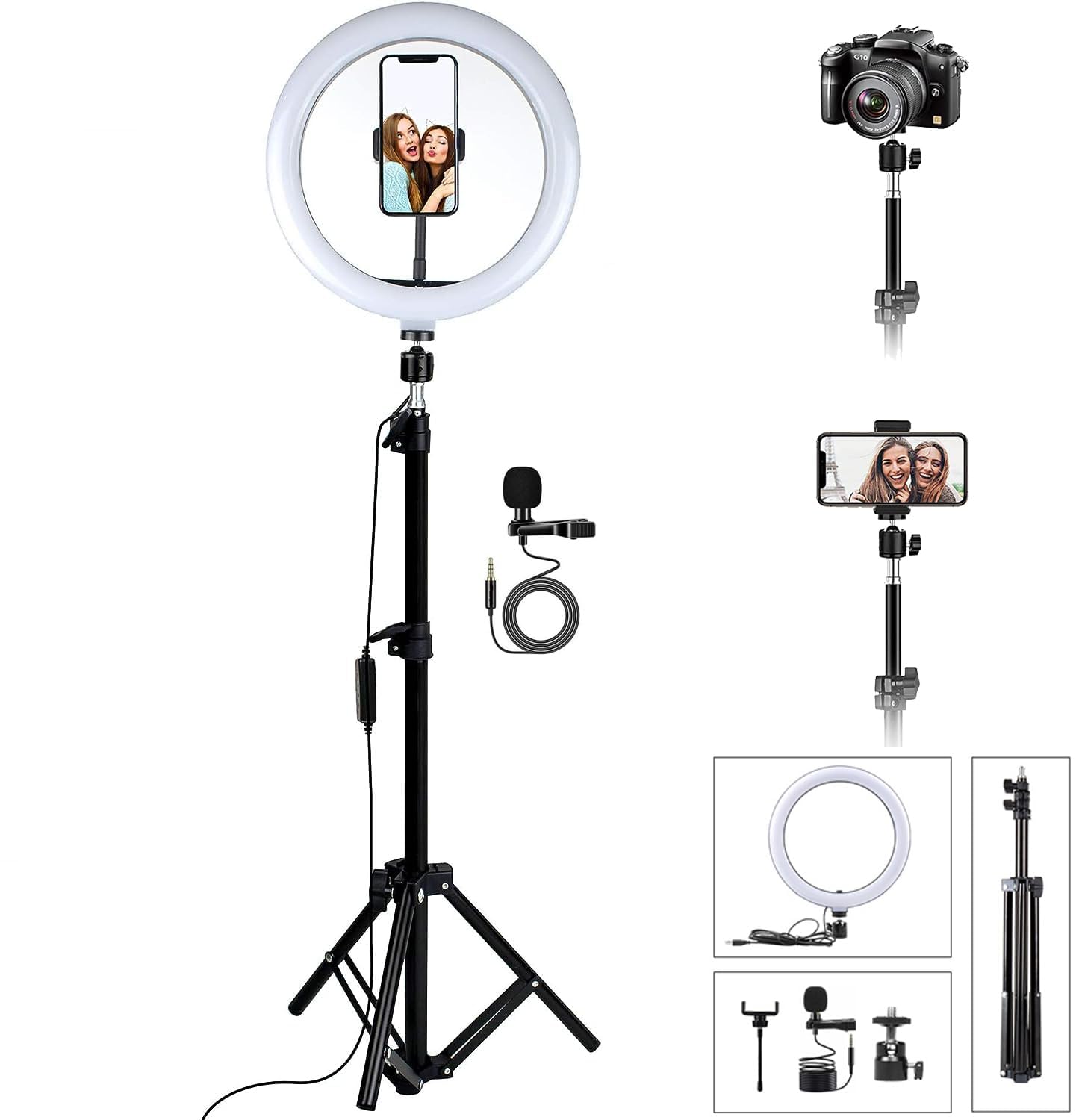ADZOY Combo of 210 CM (6.9 Feet) Metal Tripod With10 inch LED Ring Light and Metal Collar Lapel Microphone 3.5mm for Cell Phone, Baking, Craft, Calligraphy, Drawing, Online Lesson, Video Recording (B0CFYHJLPT) Amazon Price History, Amazon Price Tracker