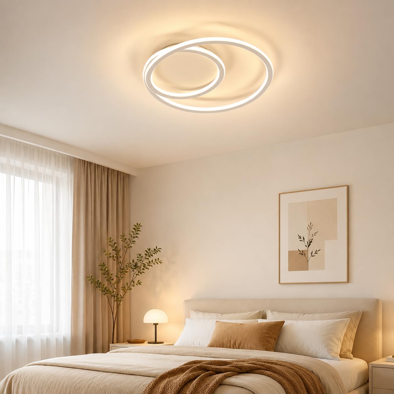 Plafón LED Regulable con Mando a Distancia, 68W Lámpara de Techo Moderna Espiral 40cm (3000K-5000K), Iluminación Bilateral 360° en Aluminio y Silicona para Salón, Dormitorio, Cocina