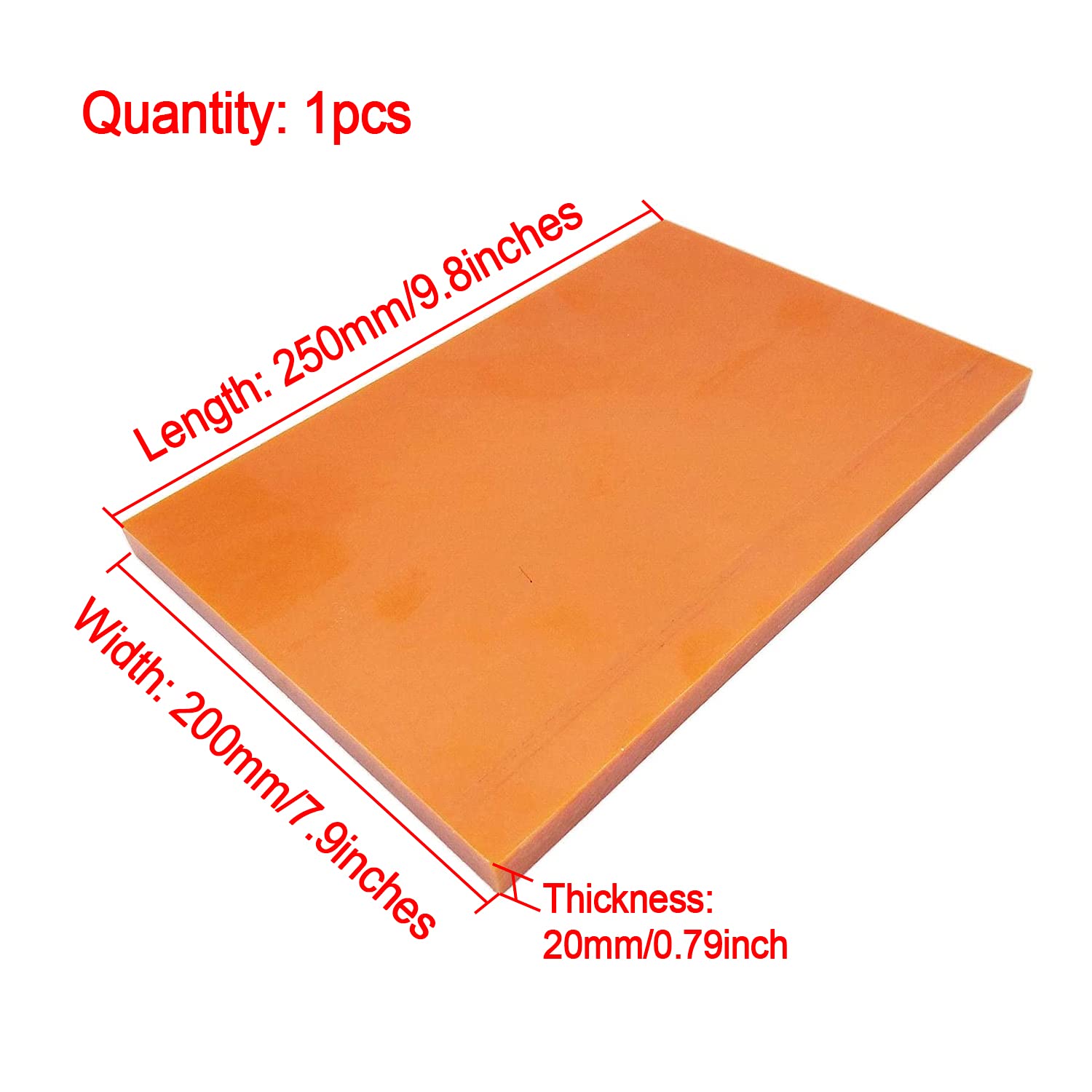 1pc Red Bakelite Phenolic Resin Flat Plate Sheet PCB 8 X 200 X 250mm