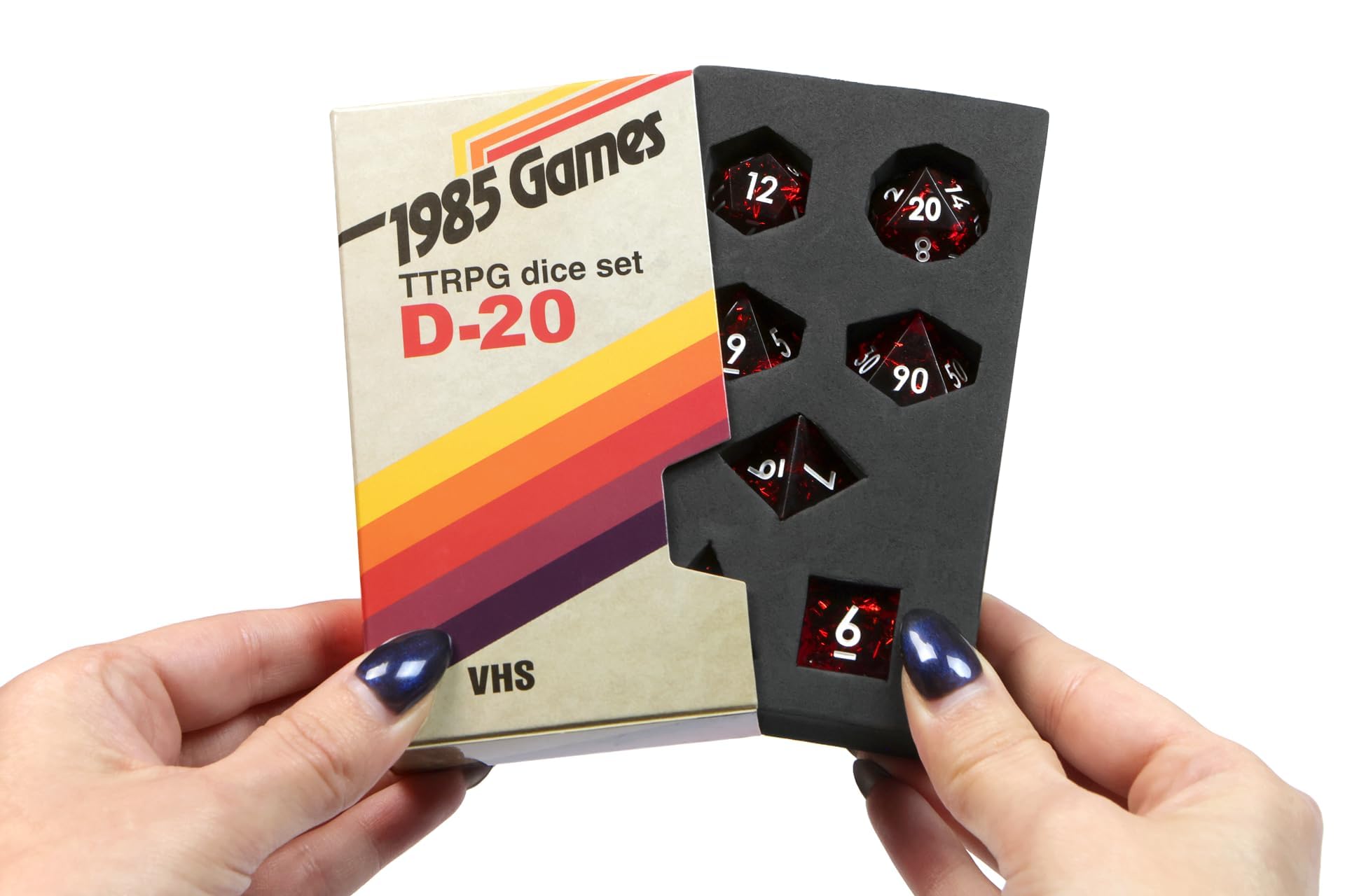 1985 Games DND Dice Set, D&D Dice for Table Games, Ruby Red RPG Dice Set