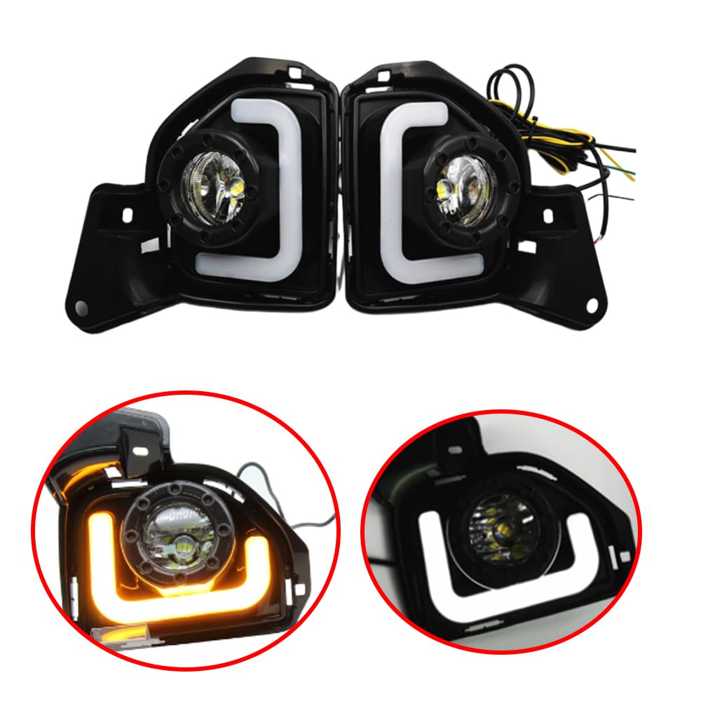 Luces de circulación diurna Riloer, luz LED ámbar + blanca, luz de advertencia para automóvil, indicadores de luz de emergencia de 12 V compatibles con Toyota Hiace 2014-2018