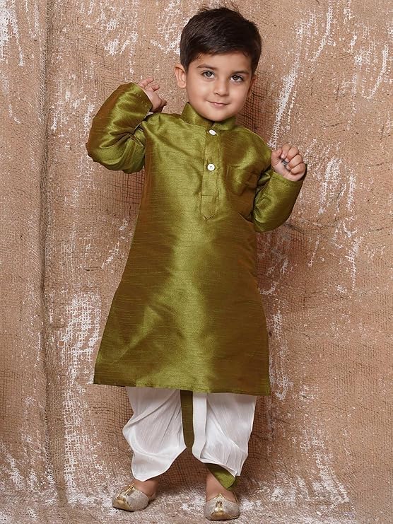 Image of AJ DEZINES Kids Ethnic Wear Pure Cotton Dhoti Kurta Set For Boys