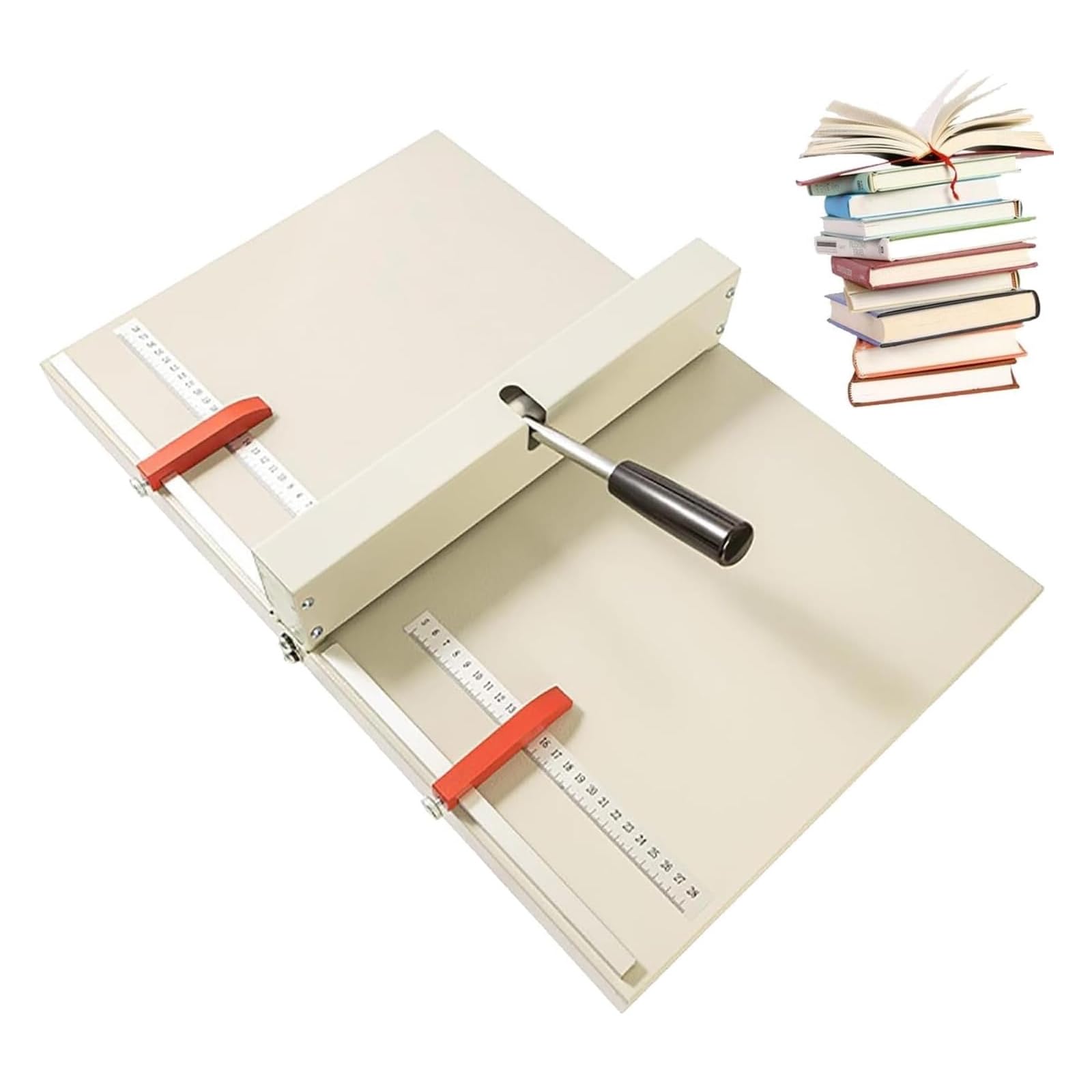 TsoLay Manuelle Falzmaschine Für Papier, 350 Mm Papierfalzmaschine Mit Zwei Positionierblechen, Falztiefe 0,8 Mm, Presskraft Bis 450 G Papier, Für Fotobucheinbände Aus Karton
