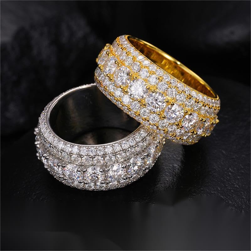 S925 Sterling Silver 0.3ct Per Diamond Circle Men's Wedding Rings,Diamond Ring D-color VVS1 Hip Hop,Elegant Band for Him and Her4