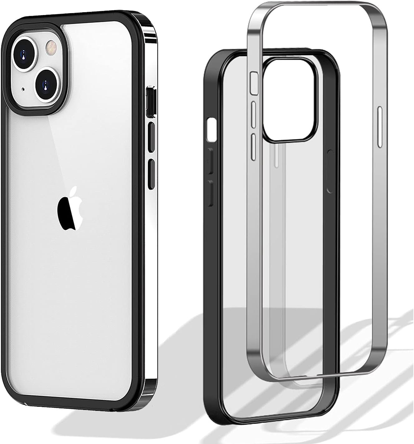 JIML Compatible for iPhone 13 6.1 inch (2021) Case Clear PC Back and TPU Electroplated Edge Anti-Yellow Cases Shockproof Shell Protective Bumper Cover (Silver)