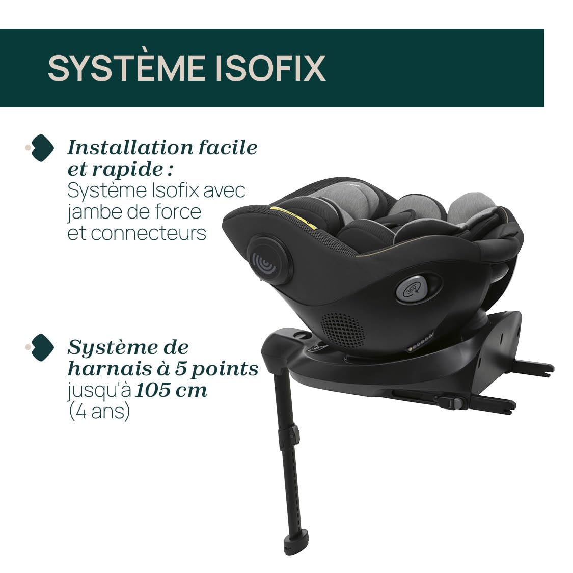 Chicco Seat105 I-Size, Siège Auto Homologué ECE R129/03, Pivotant à 360°, Incliné en 6 Positions, Installation Simple et Rapide, Réducteur Inclus, 40-105cm, Groupe 0/1/2, De 0 à 4 Ans