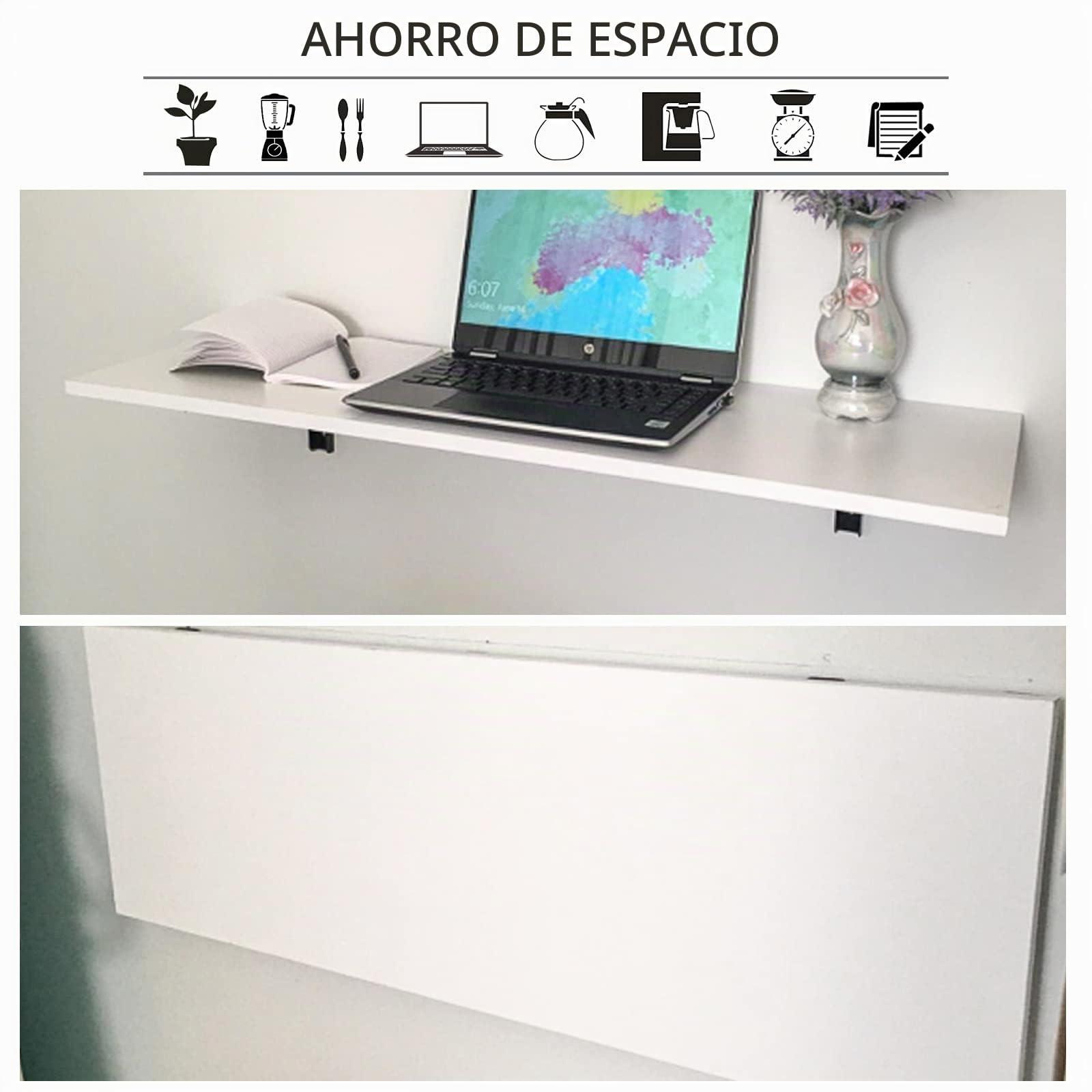 YUMORE Escuadras Abatibles 500mm,Soporte de Estante Plegable Pesado Negro Escuadras para Estanterias de Pared Bisagras Mesa Plegable Bricolaje Ahorrar Espacio, Carga Máxima 150Kg, 2Pcs