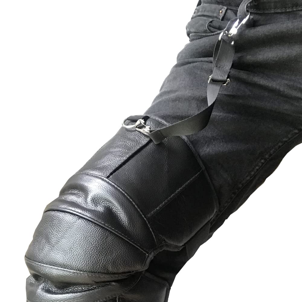 Scaldamuscoli in lana termica/ginocchiera/ginocchiera con cinghie elastiche regolabili (1 paio), Nero