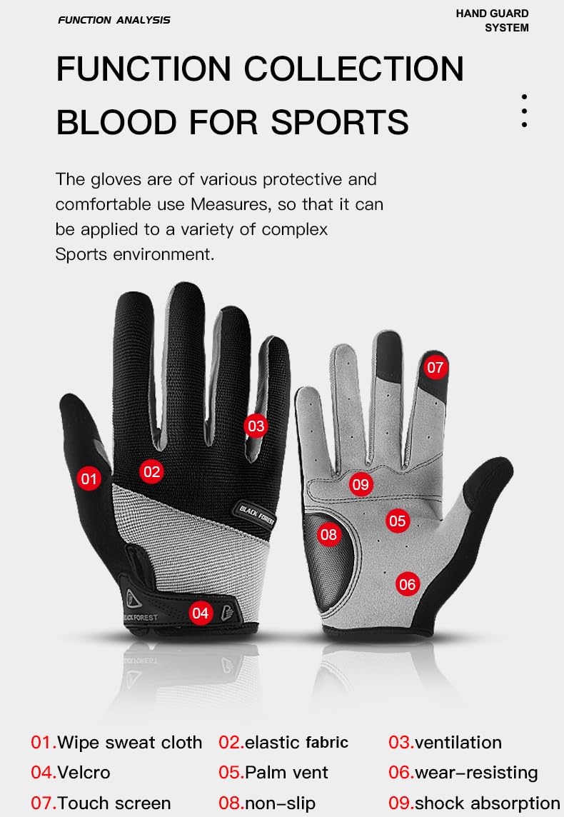 SUJAYU Fullfinger - Guantes de ciclismo para hombres y mujeres, guantes de bicicleta de dedo completo para pantalla táctil, accesorios de bicicleta, guantes para bicicleta de hombre, guantes de