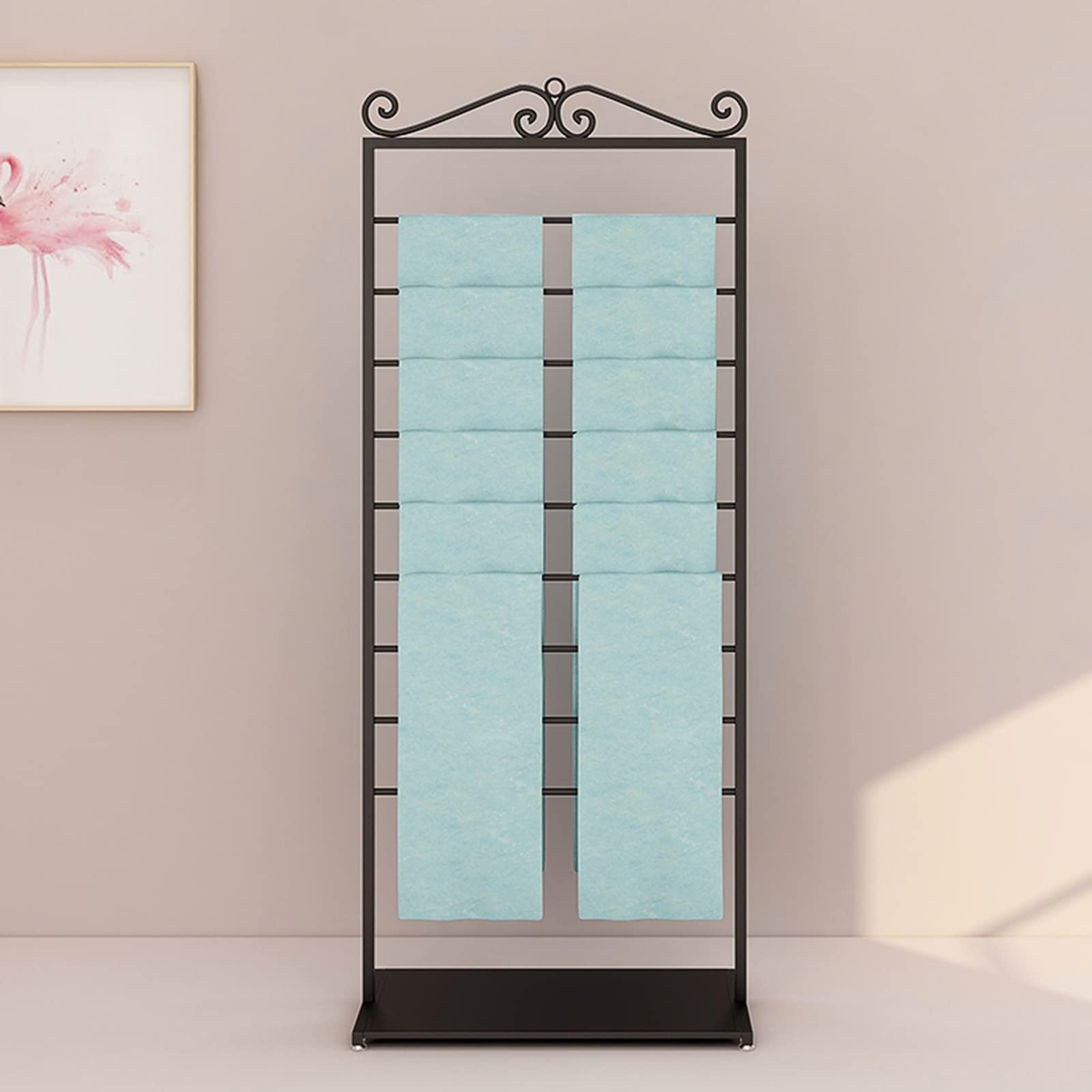 Białe/złote/czarne szaliki organizer półka wolnostojący stojak na papier do pakowania prezentów, komercyjny 170 cm wysoki uchwyt na ręczniki, żelazny stojak na paski krawaty (kolor: czarny, rozmiar