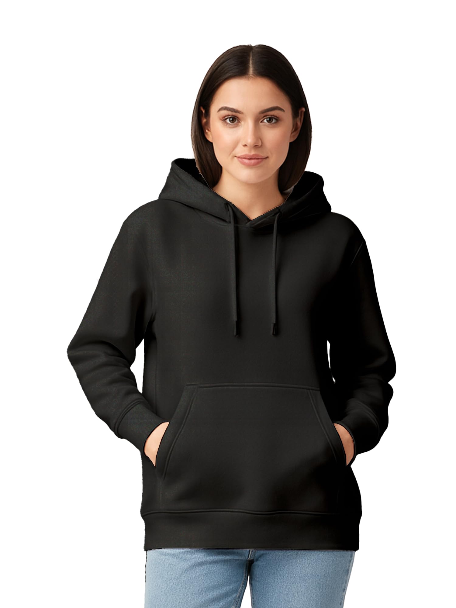 amazon brand - anarva Women’s & Girls Plain Hoodie – Soft Cotton Fleece Sweatshirt with Kangaroo Pocket & Drawstring Hood | Warm, Comfortable Casual Winter Wear for Daily Use, Travel & Outdoor-picture-21
