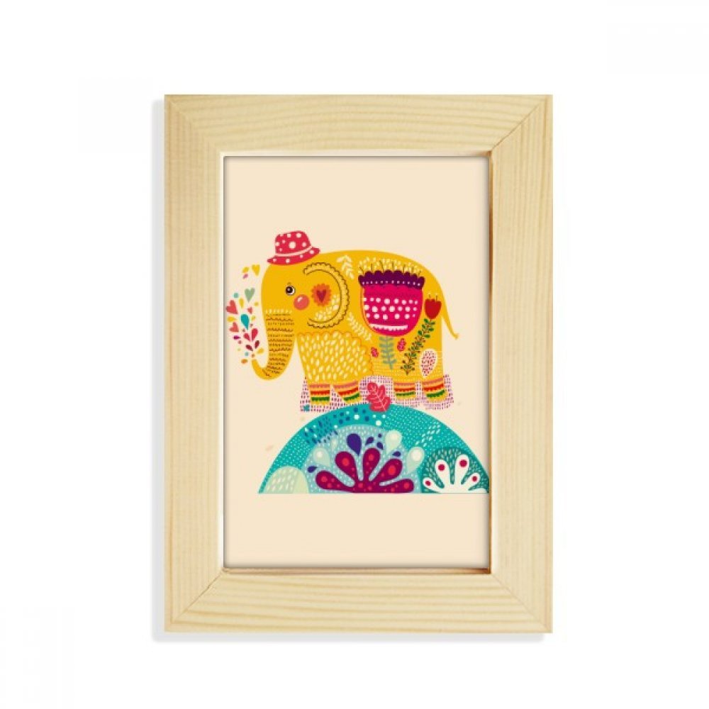Marco de fotos de madera 5x7 pulgadas con pintura de elefante rosa DIYthinker